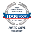 U.S. News High Performing Hospitals badge -Aortic Valve Surgery